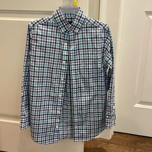 Class Club long sleeve button down shirt blue plaid size 10